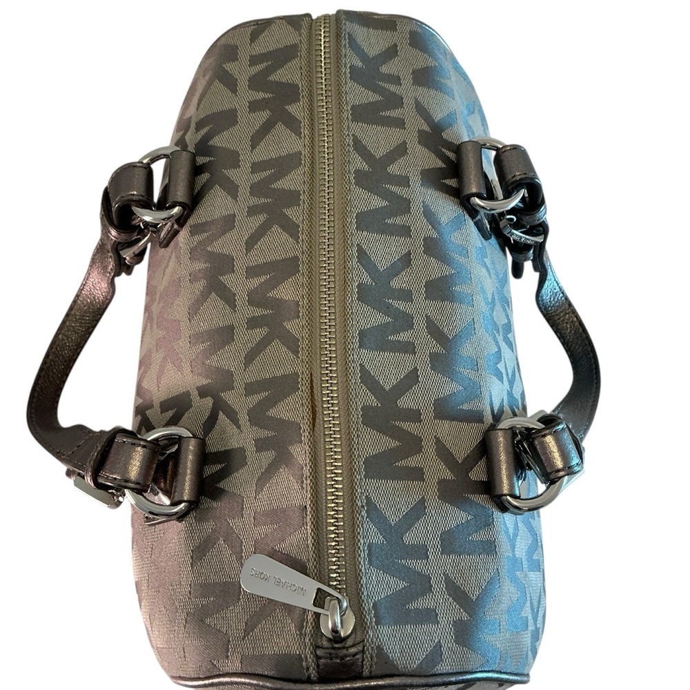 Michael Kors Med GRAYSON Satchel & Continental Wallet MK Logo ICE/Slate/Gun Gray - Picture 5 of 15